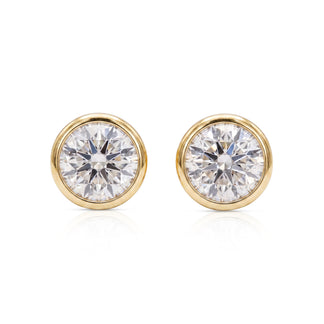 Liana earrings in 14K yellow gold with a round-cut lab-grown diamond