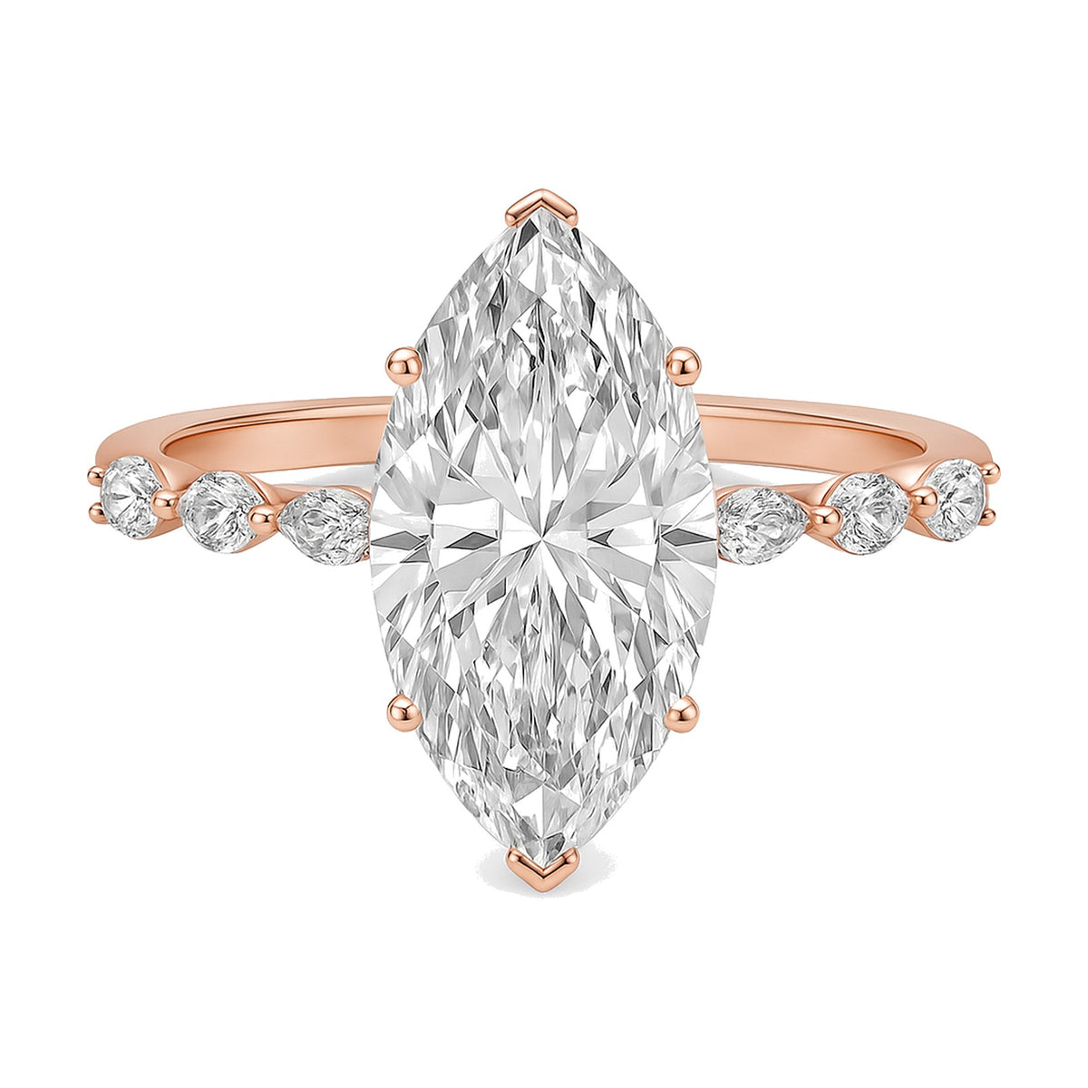 Nova ring in 14K rose gold with a marquise-cut lab-grown diamond