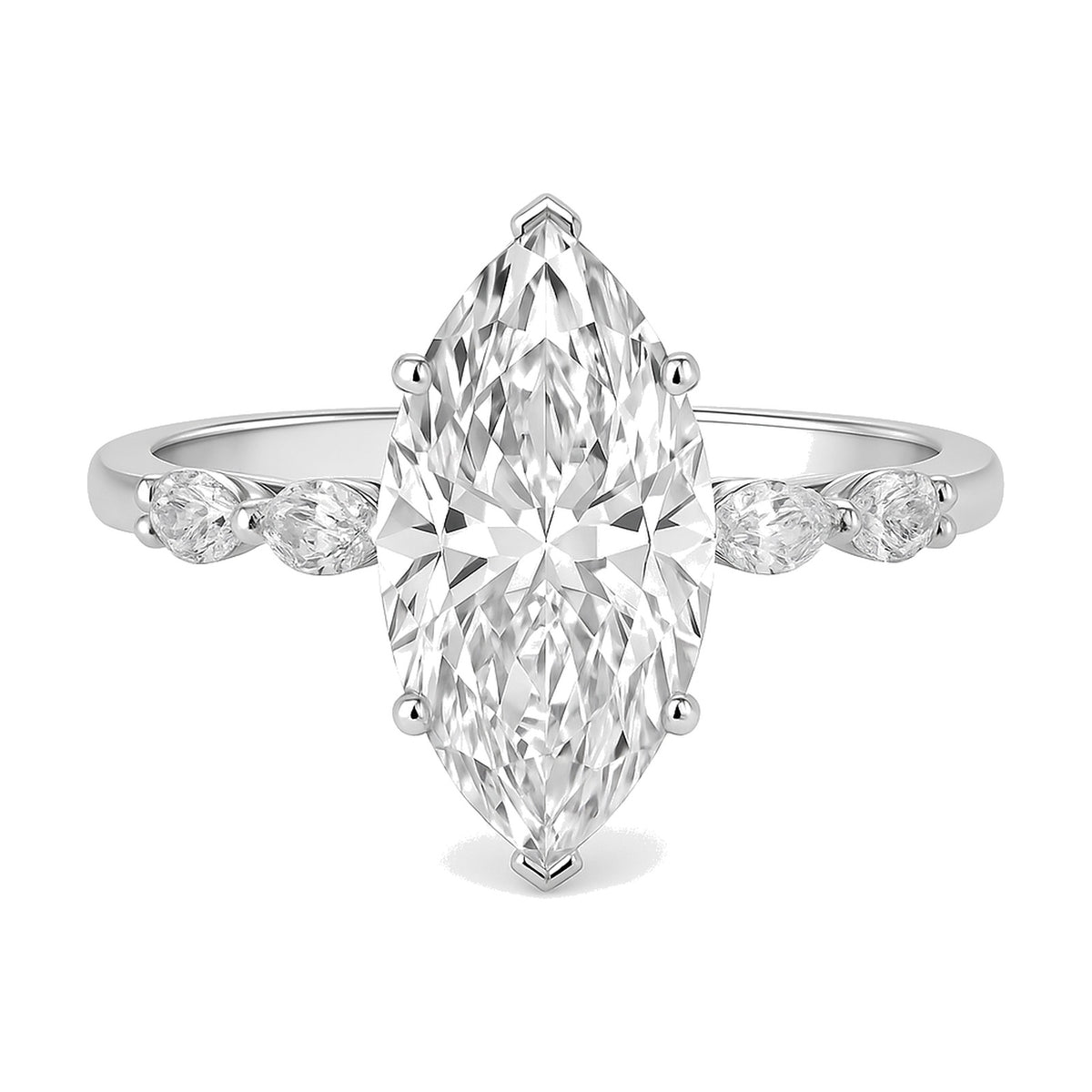 Nova ring in 14K white gold with a marquise-cut lab-grown diamond
