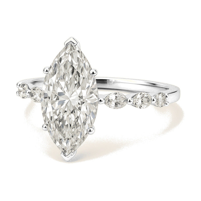 Nova ring in 14K white gold with a marquise-cut lab-grown diamond