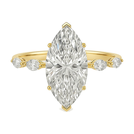 Nova ring in 14K yellow gold with a marquise-cut lab-grown diamond