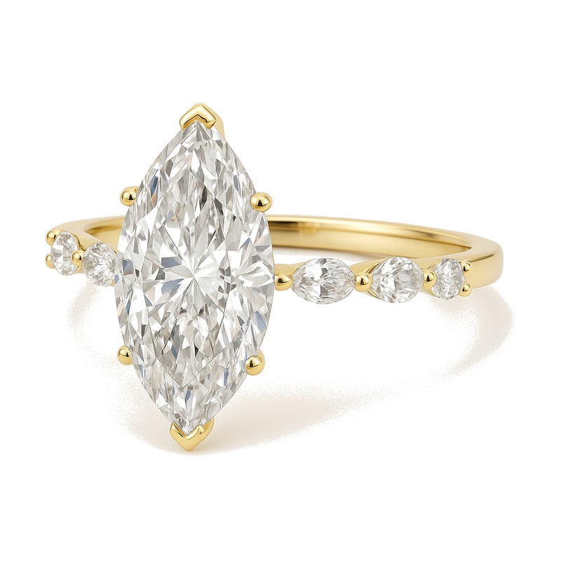 Nova ring in 14K yellow gold with a marquise-cut lab-grown diamond