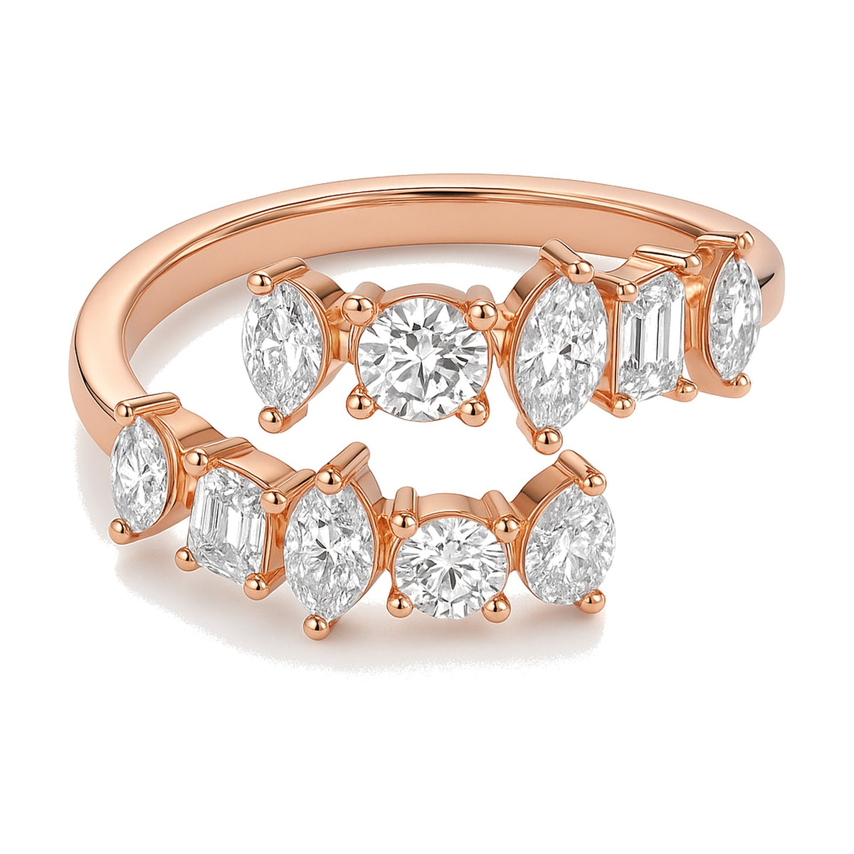 טבעת Elle מזהב ורוד 14 קראט עם יהלום