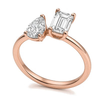 Elena ring in 14K rose gold with an emerald-cut lab-grown diamond