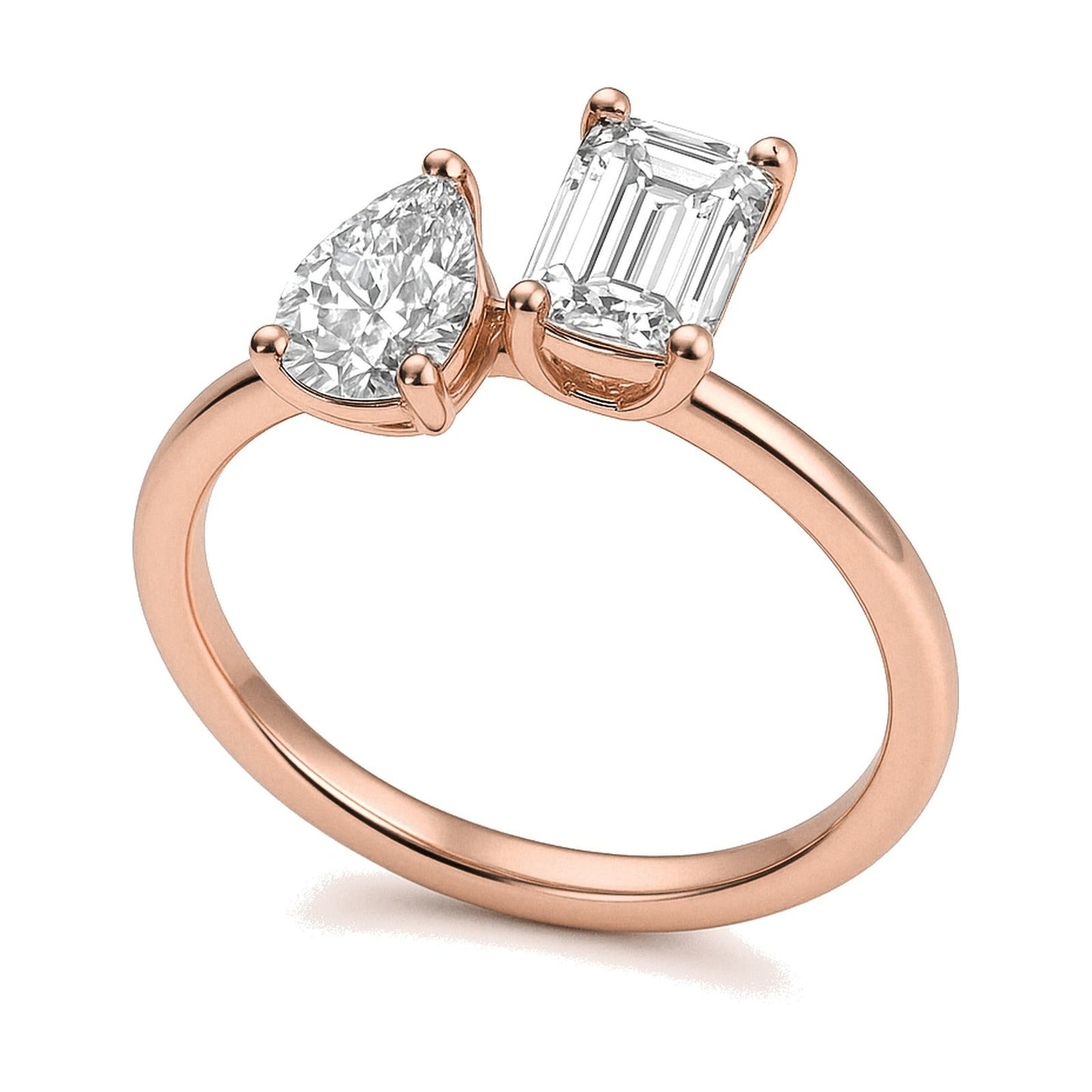Elena ring in 14K rose gold with an emerald-cut lab-grown diamond