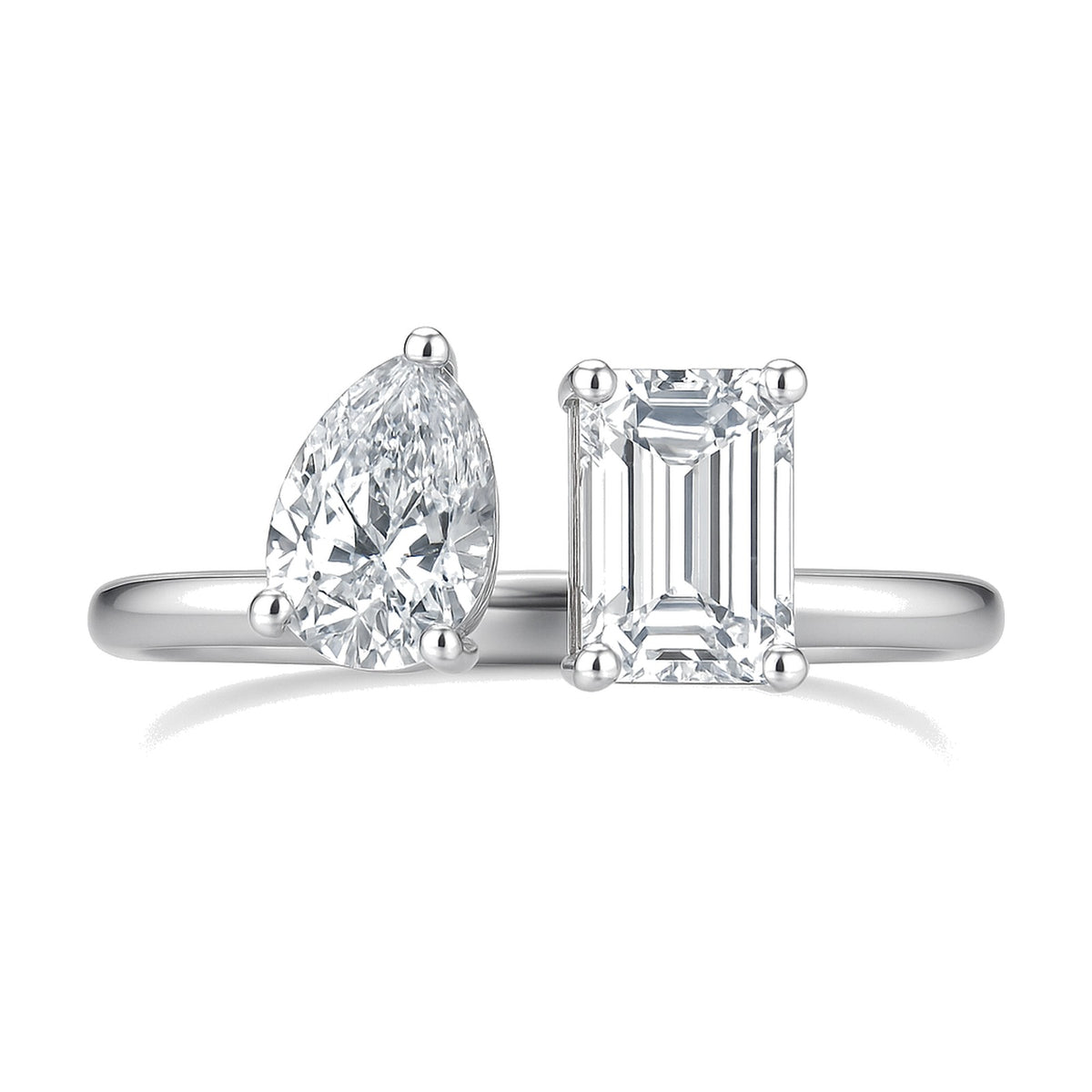 Elena ring in 14K white gold with an emerald-cut lab-grown diamond