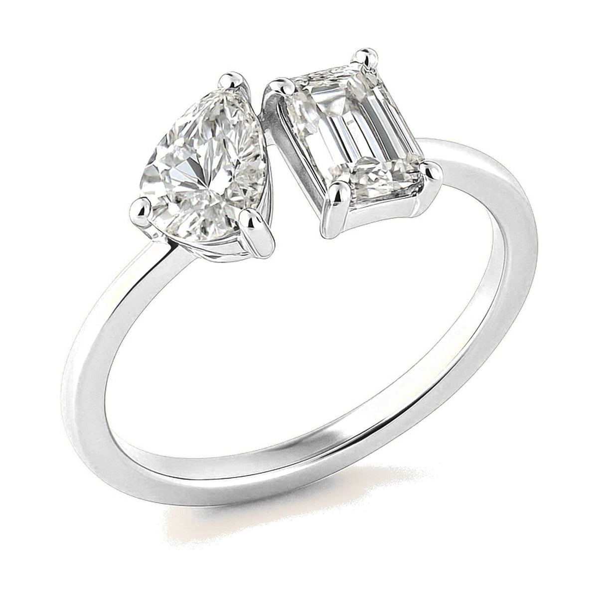 Elena ring in 14K white gold with an emerald-cut lab-grown diamond