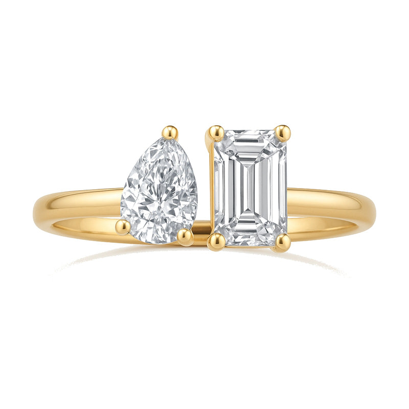 Elena ring in 14K yellow gold with an emerald-cut lab-grown diamond