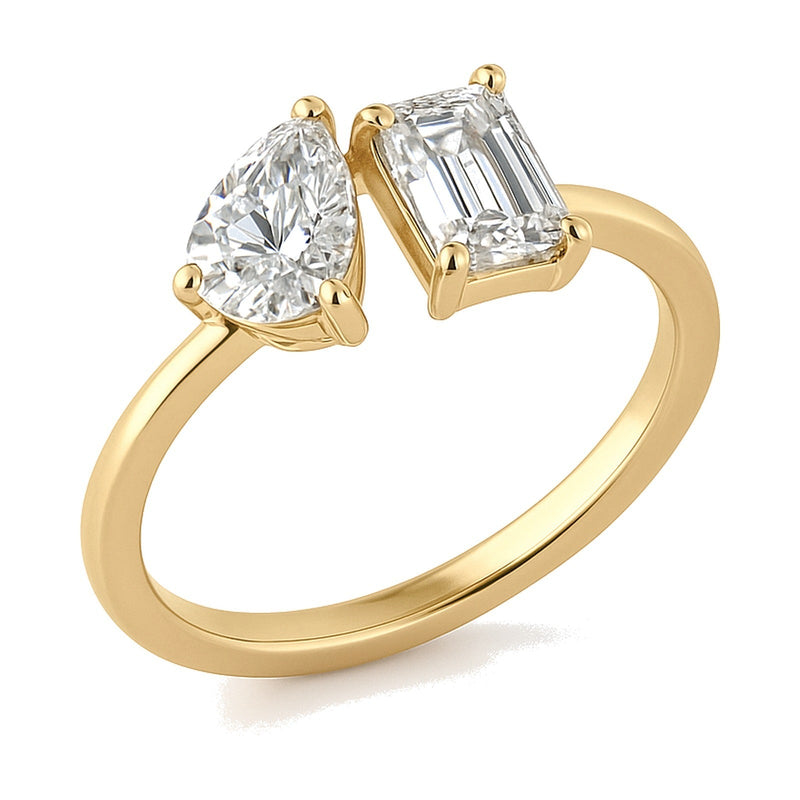 Elena ring in 14K yellow gold with an emerald-cut lab-grown diamond