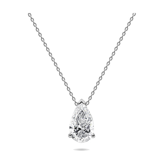 Lorena pendant in 14K white gold with a pear-cut lab-grown diamond