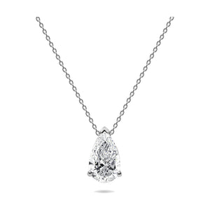 Lorena pendant in 14K white gold with a pear-cut lab-grown diamond