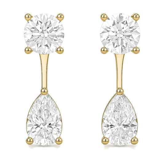 Petra earrings in 14K yellow gold with a pear-cut lab-grown diamond