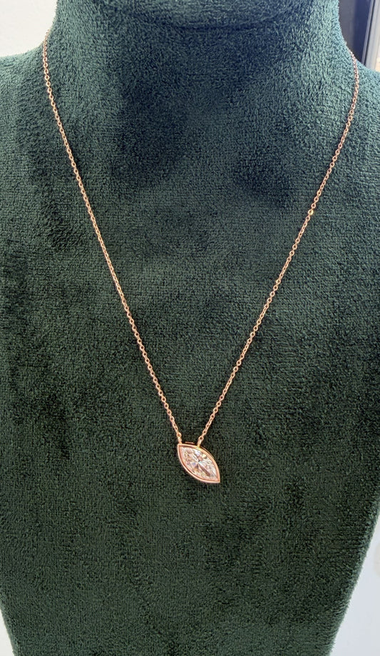 Romy pendant in 14K rose gold with a marquise-cut lab-grown diamond — actual photo