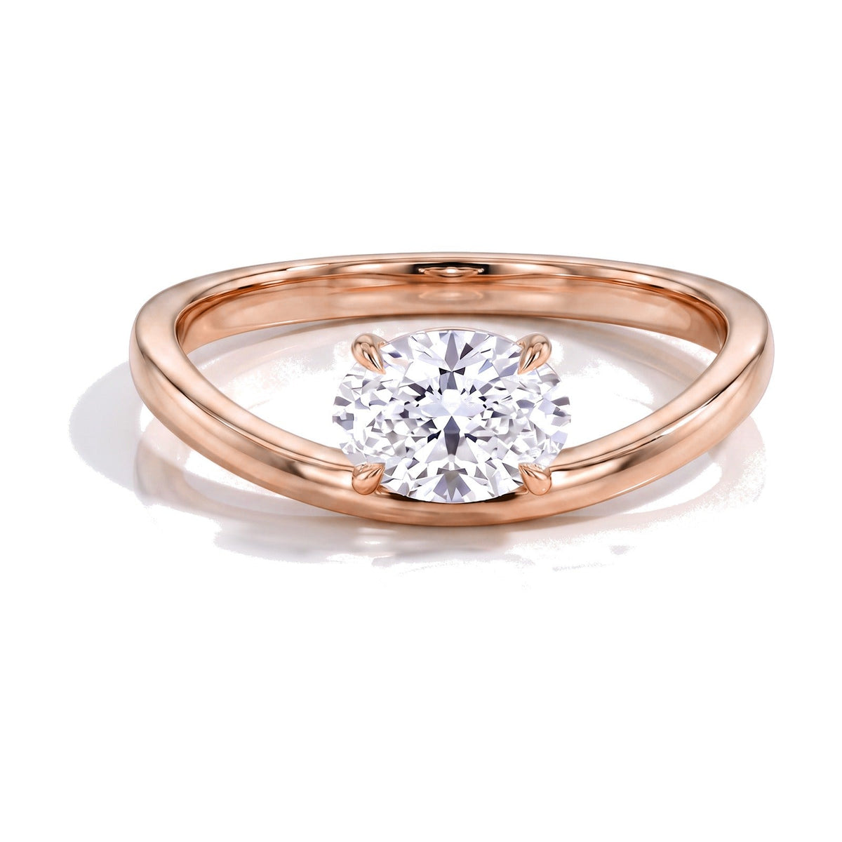 Serena ring in 14K rose gold with an oval-cut lab-grown diamond