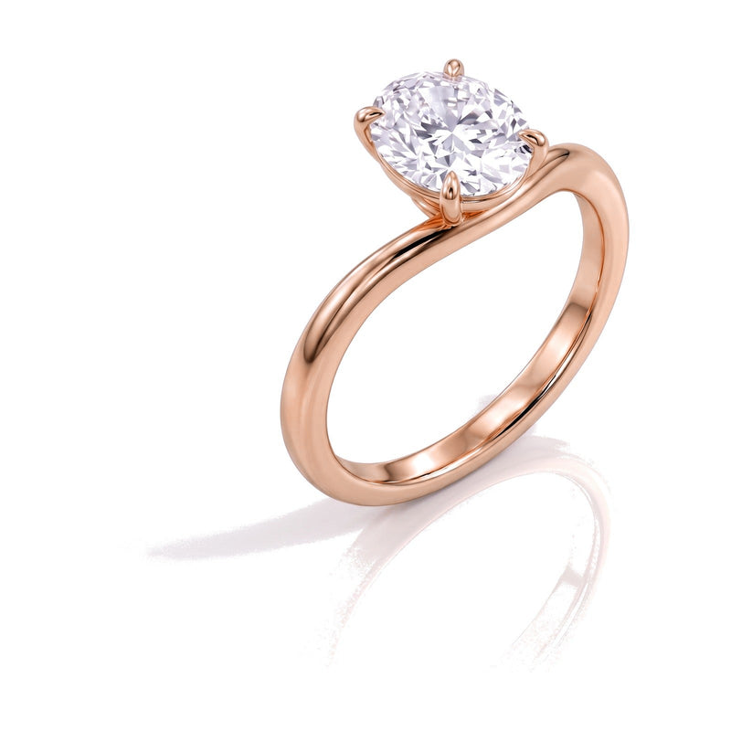 Serena ring in 14K rose gold with an oval-cut lab-grown diamond