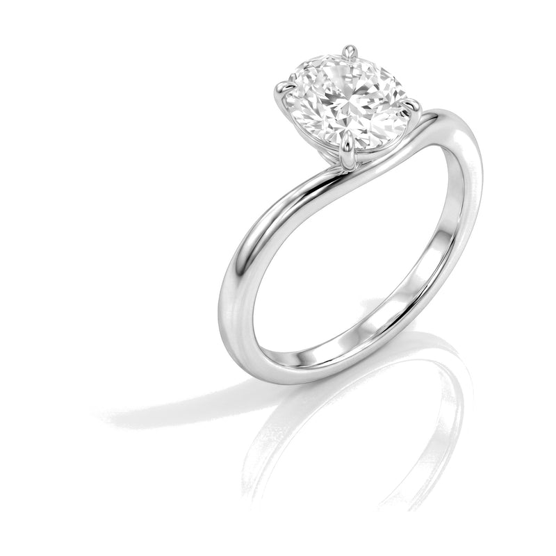 Serena ring in 14K white gold with an oval-cut lab-grown diamond
