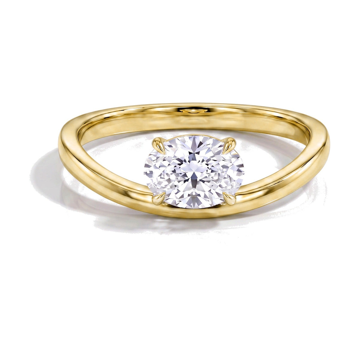 Serena ring in 14K yellow gold with an oval-cut lab-grown diamond