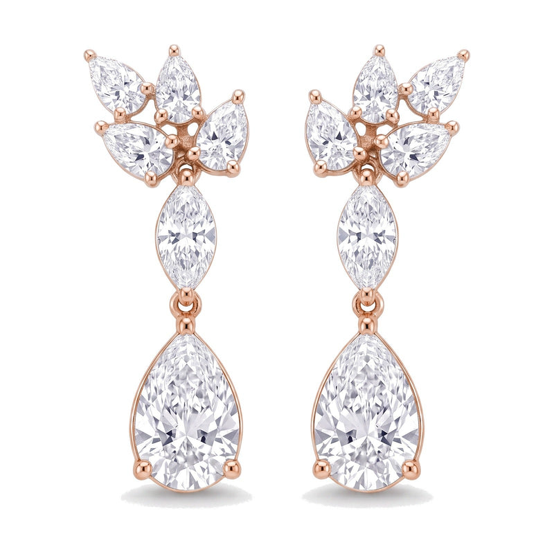 Tessa earrings in 14K rose gold with a pear-cut lab-grown diamond
