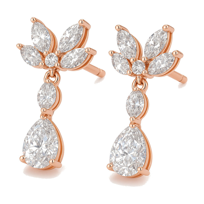 Tessa earrings in 14K rose gold with a pear-cut lab-grown diamond