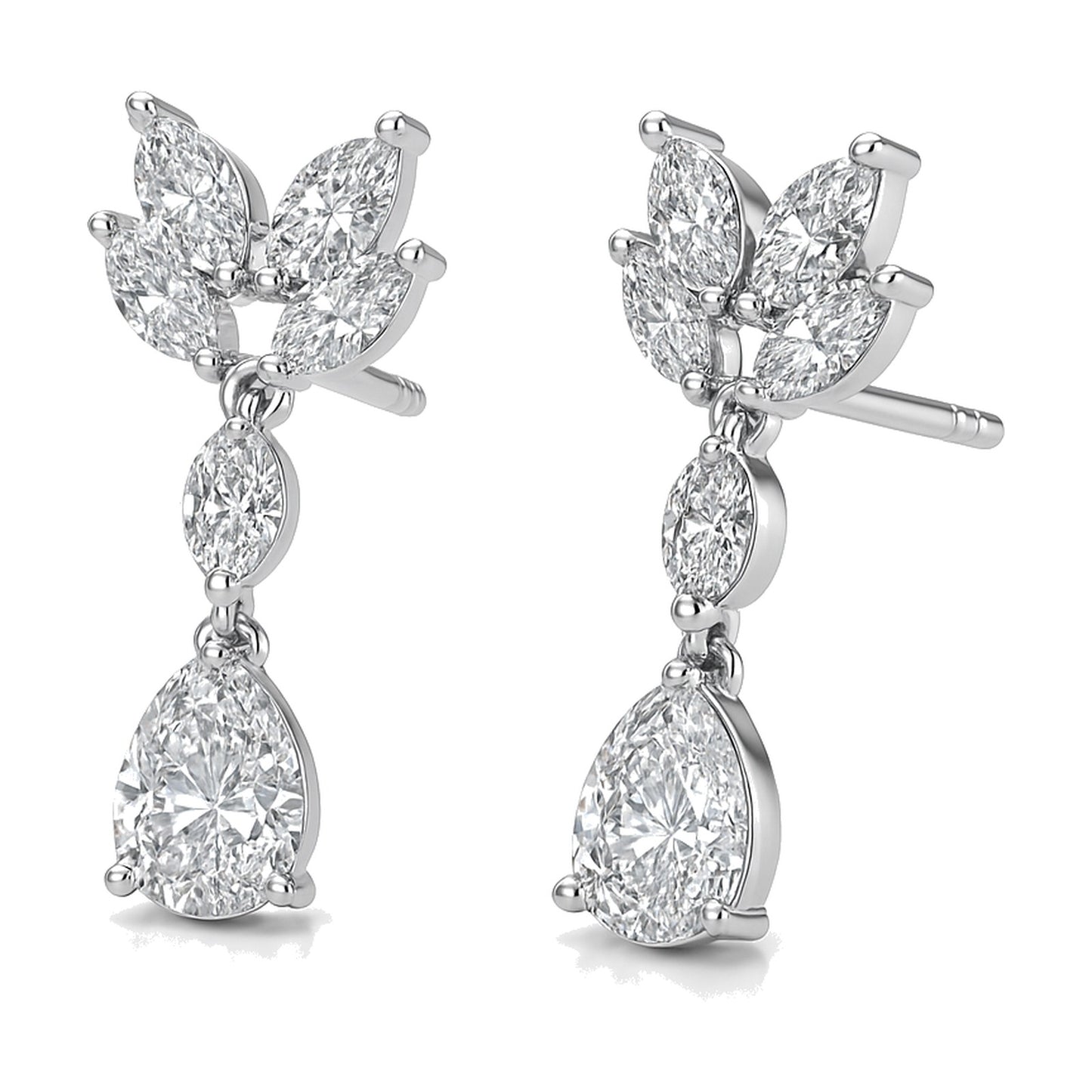 Tessa earrings in 14K white gold with a pear-cut lab-grown diamond