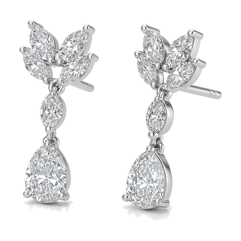 Tessa earrings in 14K white gold with a pear-cut lab-grown diamond