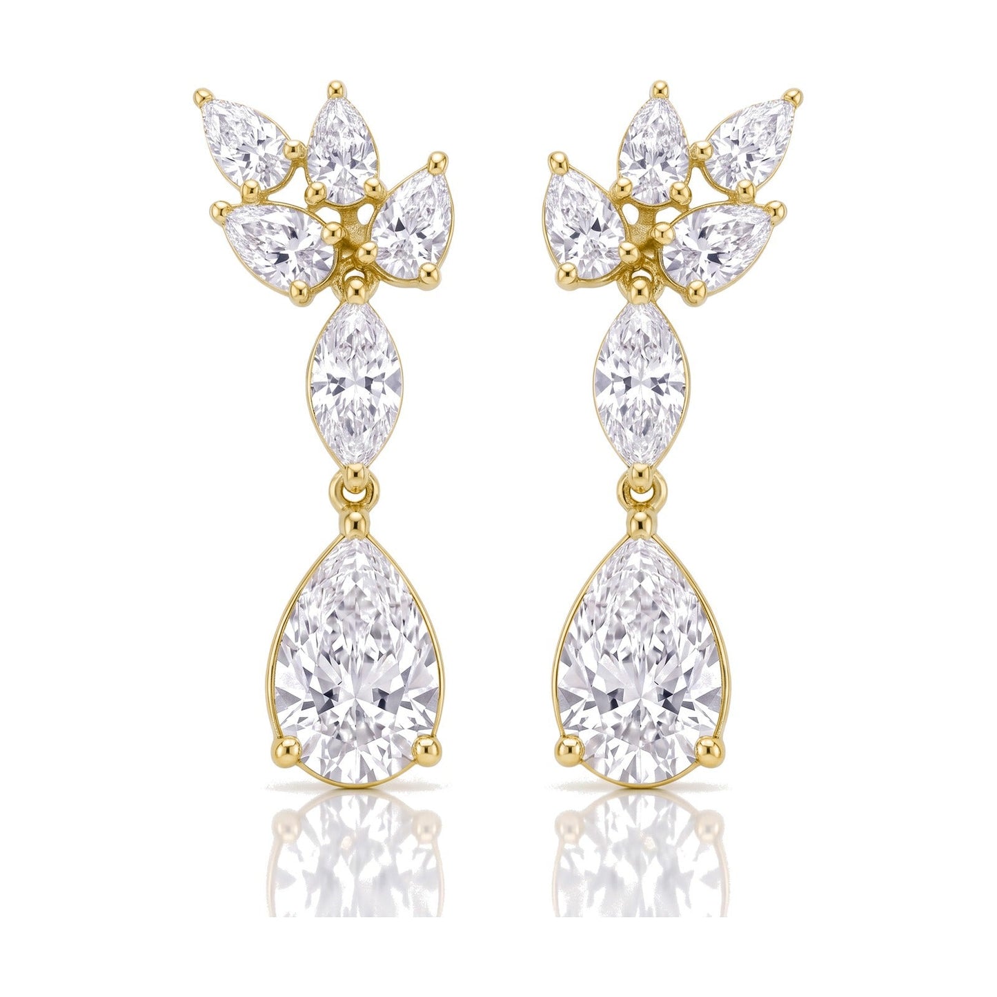 Tessa earrings in 14K yellow gold with a pear-cut lab-grown diamond