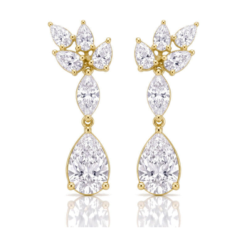 Tessa earrings in 14K yellow gold with a pear-cut lab-grown diamond