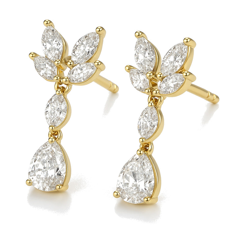 Tessa earrings in 14K yellow gold with a pear-cut lab-grown diamond