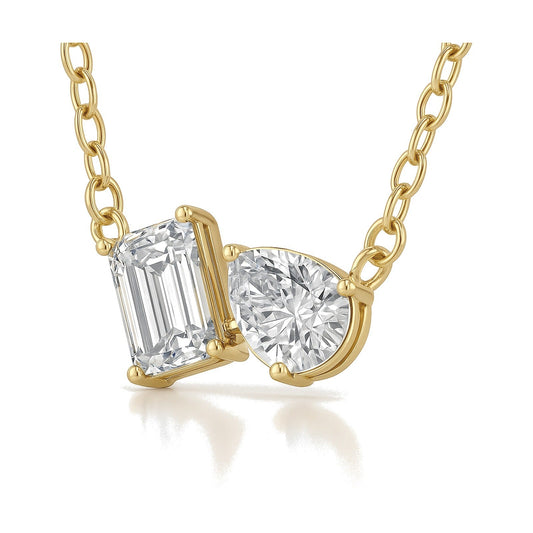 Vivienne pendant in 14K yellow gold with an emerald-cut lab-grown diamond
