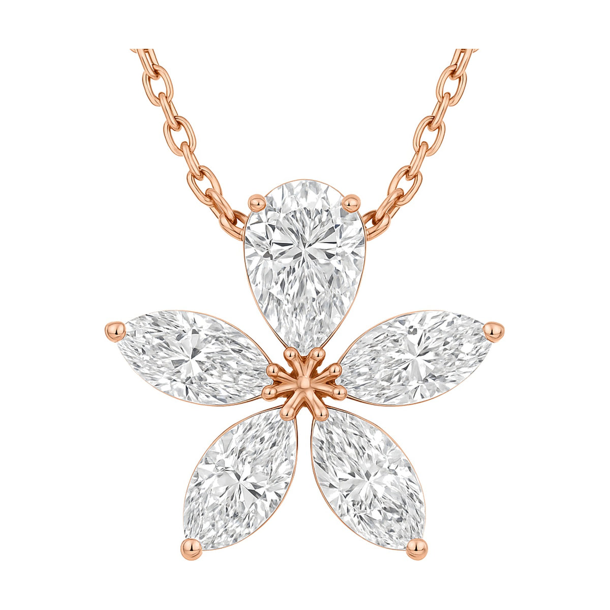 Anais pendant in 14K rose gold with a pear-cut lab-grown diamond