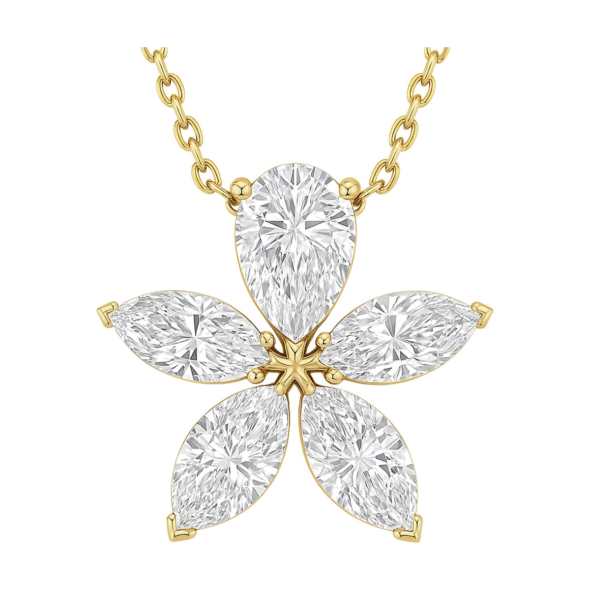 Anais pendant in 14K yellow gold with a pear-cut lab-grown diamond