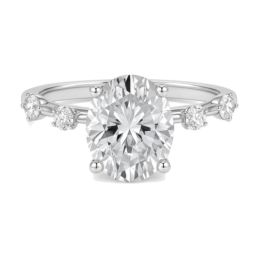 Bianca-Rose ring in 14K white gold with an oval-cut lab-grown diamond