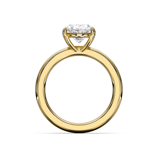 Claudine ring in 14K yellow gold with an oval-cut lab-grown diamond