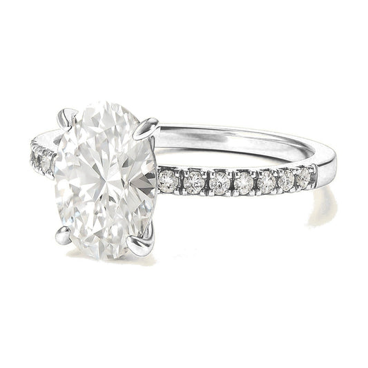 Eleonore ring in 14K white gold with an oval-cut lab-grown diamond
