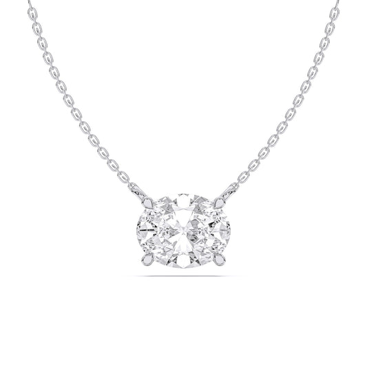 Gabrielle necklace in 14K white gold with an oval-cut lab-grown diamond