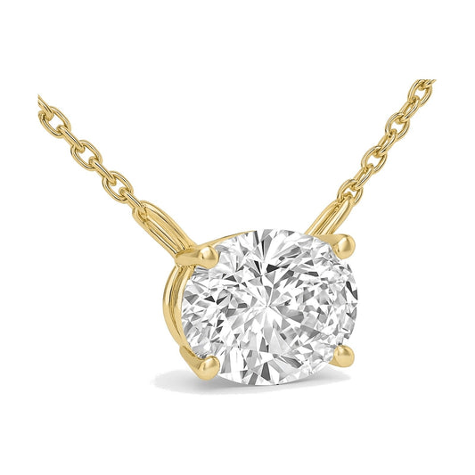 Genevieve necklace in 14K yellow gold with an oval-cut lab-grown diamond