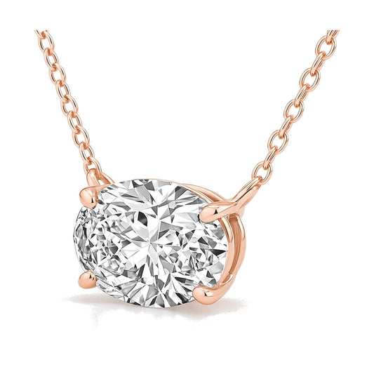 Georgia necklace in 14K rose gold with an oval-cut lab-grown diamond