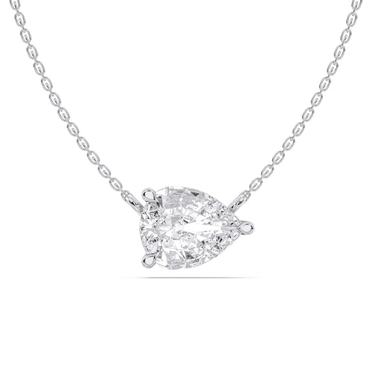 Helena necklace in 14K white gold with a pear-cut lab-grown diamond