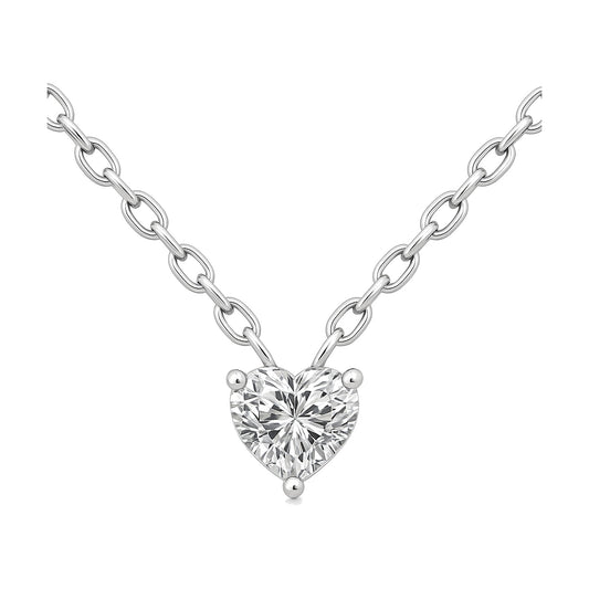 Irene necklace in 14K white gold with a heart-cut lab-grown diamond