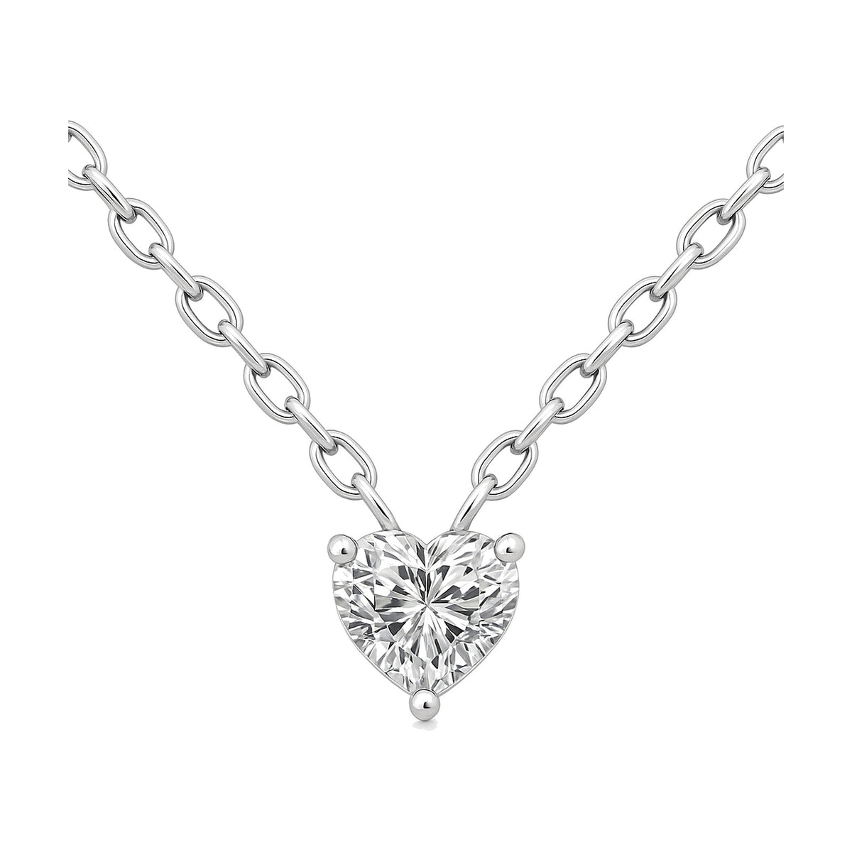 Irene necklace in 14K white gold with a heart-cut lab-grown diamond