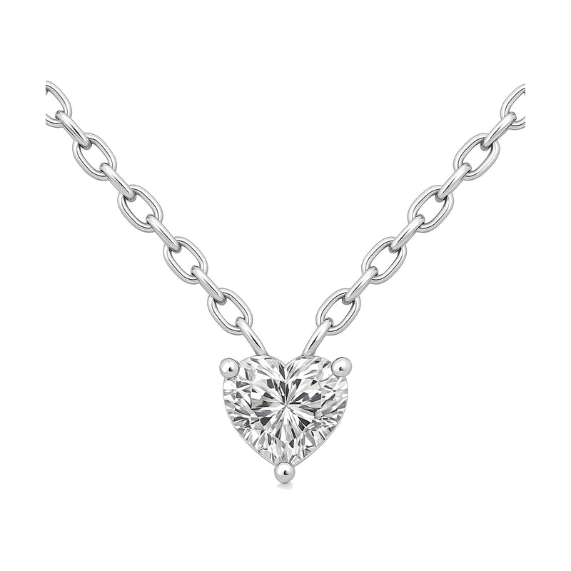 Irene necklace in 14K white gold with a heart-cut lab-grown diamond