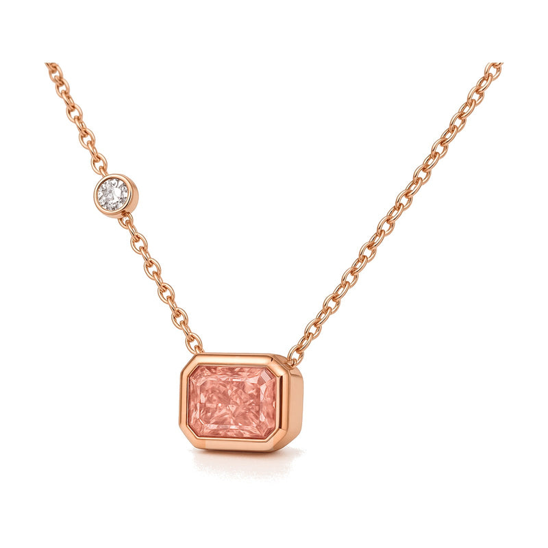 Zelie pendant in 14K rose gold with a radiant-cut lab-grown diamond