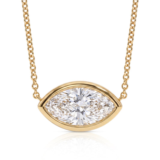 Sabine pendant in 14K gold with a marquise-cut lab-grown diamond