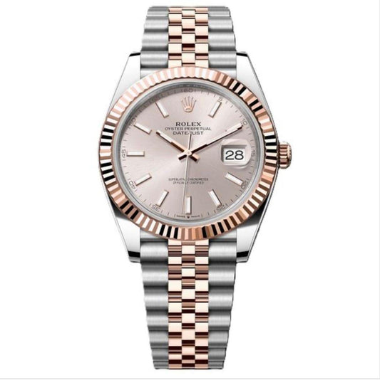 Rolex Datejust 41 in Everose gold with a Sundust dial and a Jubilee bracelet